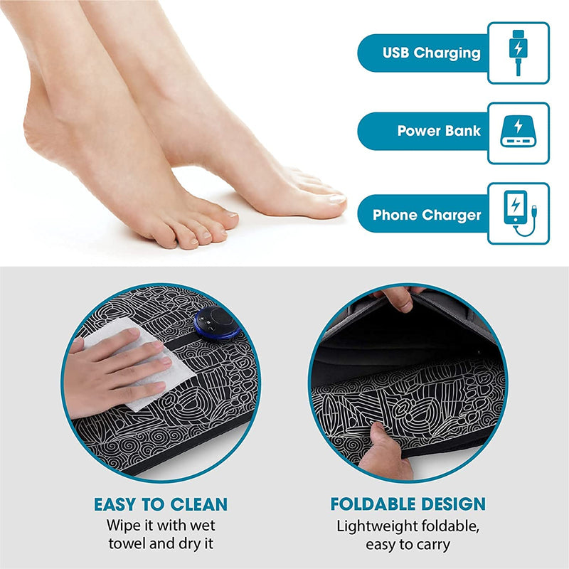 [Australia] - EMS Foot Massager Foot Massage Pad, Portable Electric Massager Body Massager Muscle Simulator with Remote Control & Electrode Patch Feet Circulation Massager 