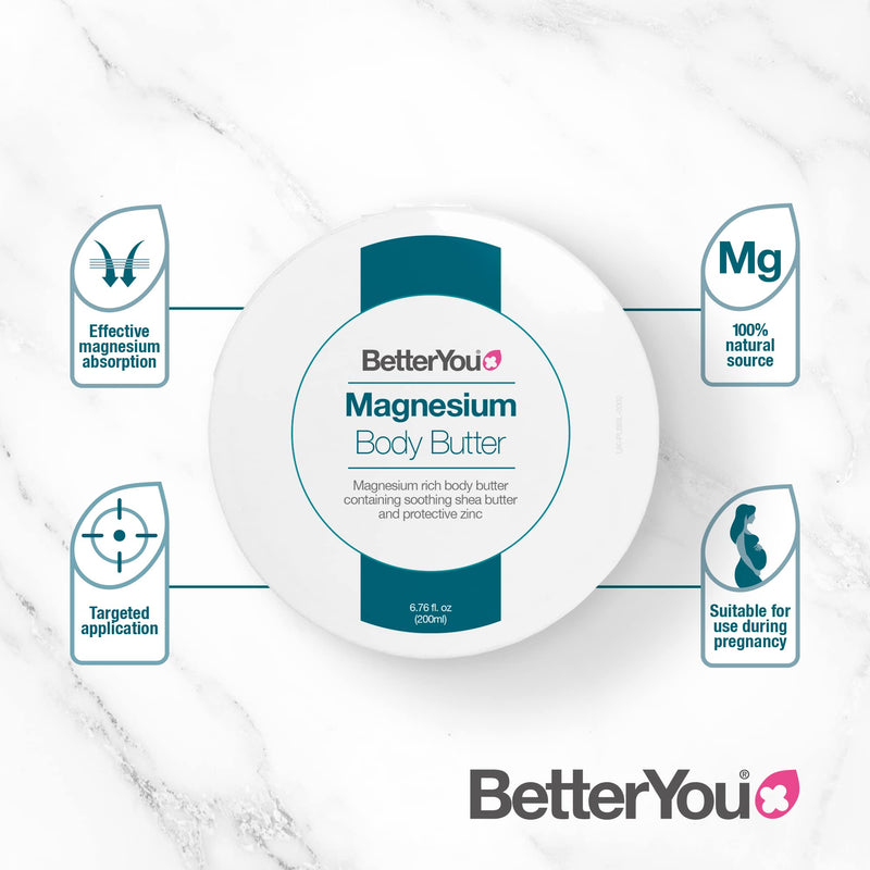 [Australia] - BetterYou Magnesium Skin Body Butter | Pure, Clean and Natural Source Of Magnesium Chloride |Soothing Shea Butter And Zinc Formulation | Palm-Oil Free | 200ml 