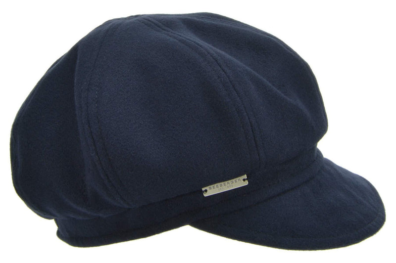 [Australia] - Seeberger Gemma Balloon Hat, Pocket Size, Baker Boy Hat, Newsboy Hat, Women's Cap, Winter Cap, Peaked Cap with Lining blue 