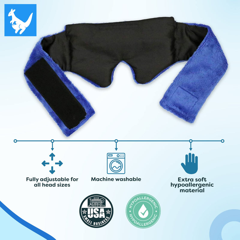 [Australia] - Huggaroo Gem - Super Plush Heated Eye Mask and Sleep Mask with Gel Ice Pack - Soft, Washable Cover and Lavender Aromatherapy - Blue Blue (Scented) 