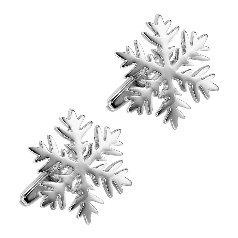 [Australia] - Urban Jewelry Unique Christmas Snow Snowflakes Stainless Steel Cufflinks for Men (Silver) 