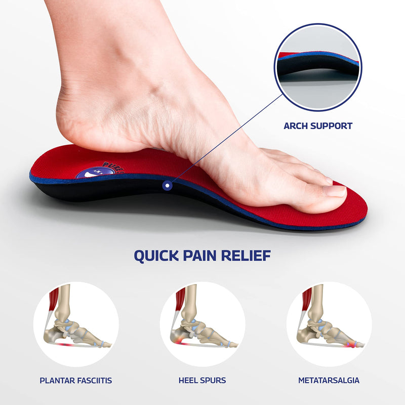 [Australia] - Pure Stride Professional Full Length Orthotics - Shoe Insert & Support for Metatarsals, High Arch, Flat Feet - Pain Relief for Plantar Fasciitis, Arch, Heel - 1 Pair, Men's 7-7.5 / Women's 9-9.5 Generation 2 