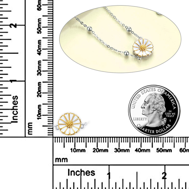 [Australia] - POPLYKE Sunflower/Daisy Flower Anklet for Women Sterling Silver Flower Adjustable Chain Foot Anklet Gifts for Girlfriend Daughter white and yellow 