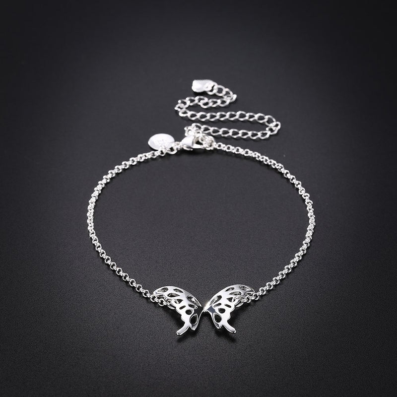 [Australia] - Goldenchen Fashion Jewelry 925 Sterling Silver Butterfly Wings Adjustable Chain Anklet 