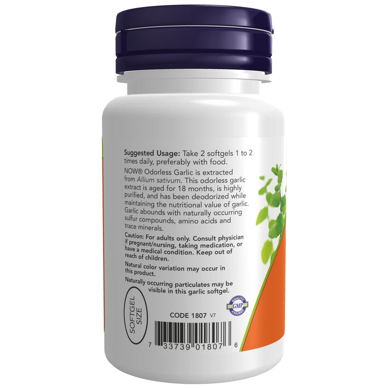 [Australia] - NOW Supplements, Odorless Garlic (Allium sativum), Concentrated Extract, 100 Softgels 