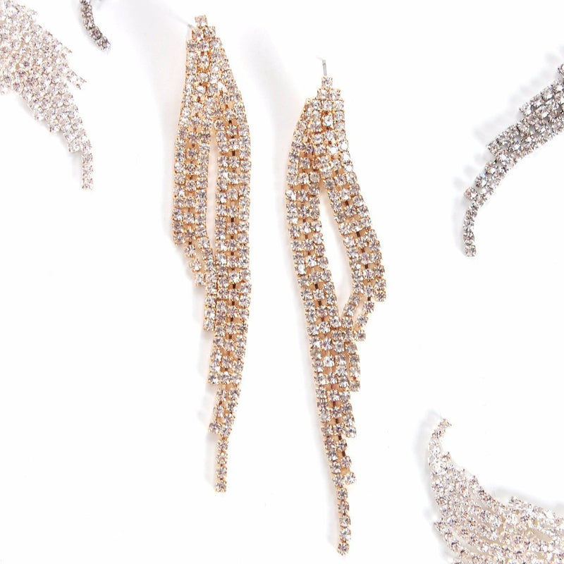 [Australia] - Humble Chic NY Simulated Diamond Earrings - Darling Waterfall Tassel CZ Statement Chandelier Studs for Women gold 
