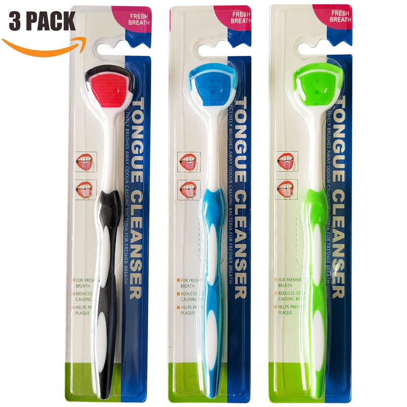 [Australia] - Tongue Brush, Tongue Scraper, Tongue Cleaner, Tongue Brushes Helps Fight Bad Breath, 3 Tongue Scrapers (Black&Blue&Green) Black&blue&green 