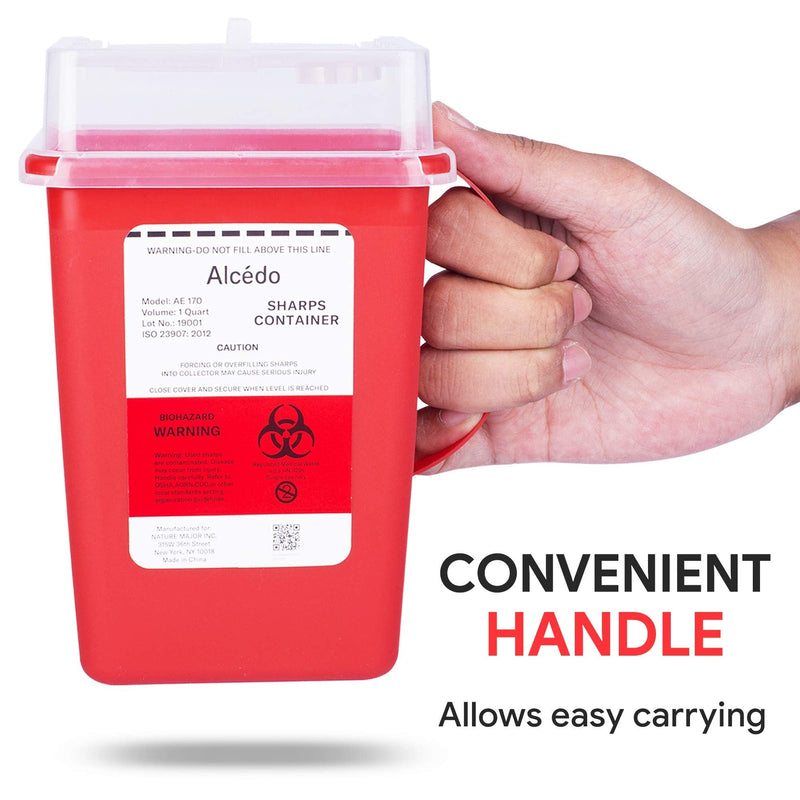 [Australia] - Sharps Container for Home Use and Professional 1 Quart (3-Pack) by Alcedo | Biohazard Needle and Syringe Disposal | Small Portable Container for Travel 3 