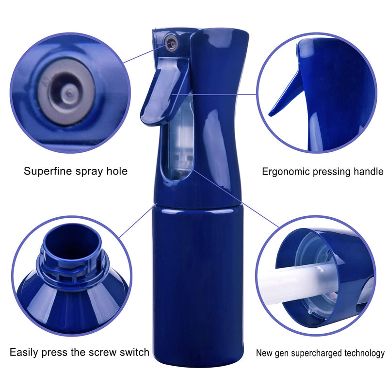 [Australia] - Spray Bottle for Hair, Sapnio Plastic Empty Refillable Ultra Fine Continuous Water Mister Sprayer for Hairstyling Cleaning Garden Plants Misting Salon Skin Care Travel (6.8oz/200ml, Blue(1Pack)) 6.8oz/200ml Blue(1Pack) 