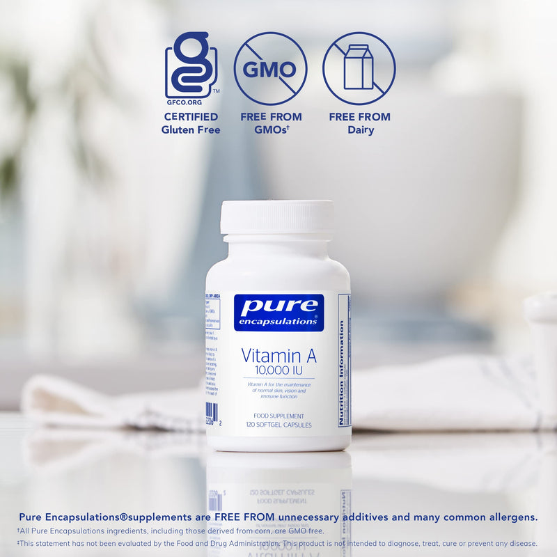 [Australia] - Pure Encapsulations - Vitamin A 10,000 IU - Supports The Maintenance of Normal Skin, Vision and Immune Function - 120 Softgel Capsules 