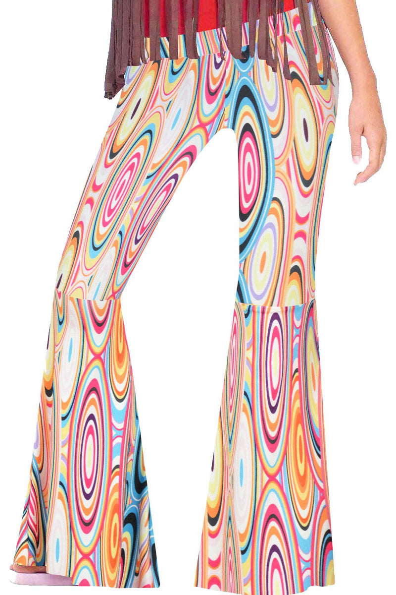 [Australia] - For G and PL Women's Hippie Costume Pants Floral Bell Bottom Large Circle 