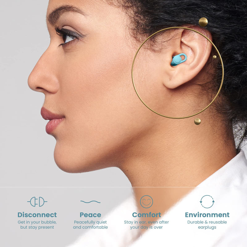 [Australia] - Silicone Ear Plugs for Noise Reduction - Reusable Soft Comfortable Earplugs for Sleeping,Noise Sensitivity & Flights -16 Ear Tips in XS/S/M/L, with 2 Travel Boxes - 33dB Noise Cancelling (Light Blue) Light Blue 