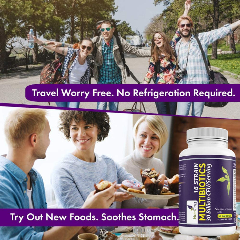 [Australia] - BioCultures Complex - 16 Live Strains with 30 Billion CFU/Serving Source Powder - Vegan Time Release Capsules. with Lactobacillus Acidophilus and Bifidobacterium - Made in UK by Nutrizing 