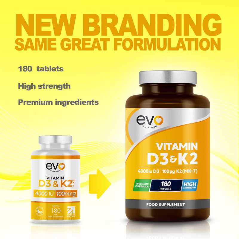 [Australia] - Vitamin D3 4000iu & Vitamin K2 100ug (MK7) - 180 Vitamin D3 K2 Vegetarian Tablets - 6 Month Supply - High Strength D3 and K2 Vitamin - Vitamin D K2 Supplement - Made in The UK 