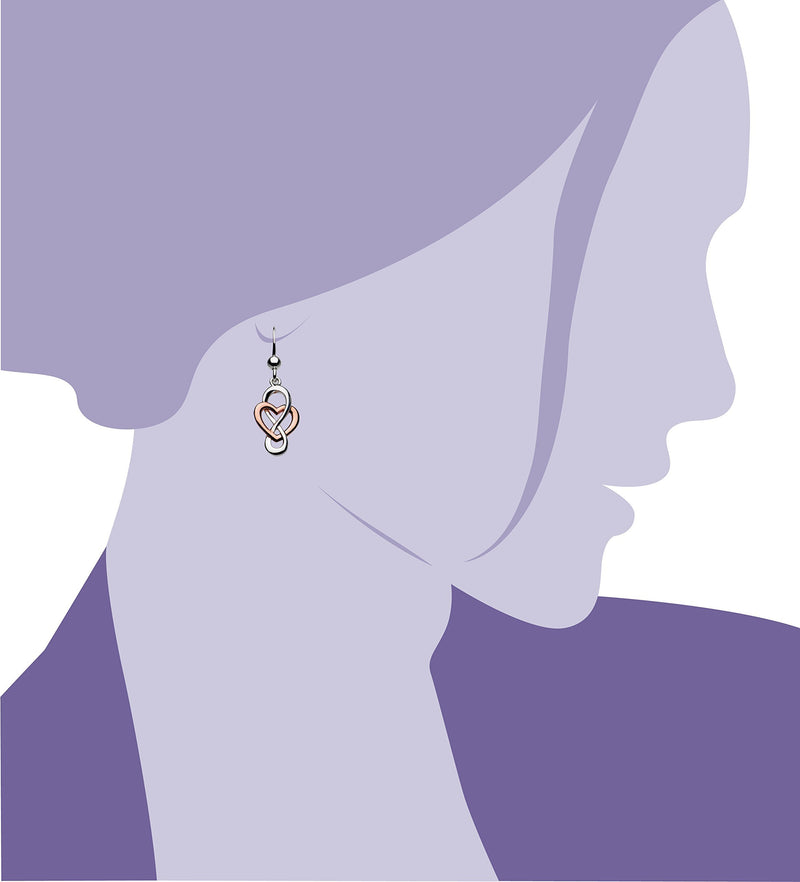 [Australia] - Heritage Sterling Silver Celtic Looped Heart Drop Earrings Rose Gold 