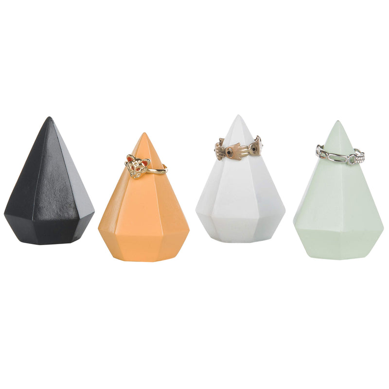 [Australia] - MyGift Modern Resin Diamond-Shaped Ring Holders, Decorative Display Stands, Set of 4 