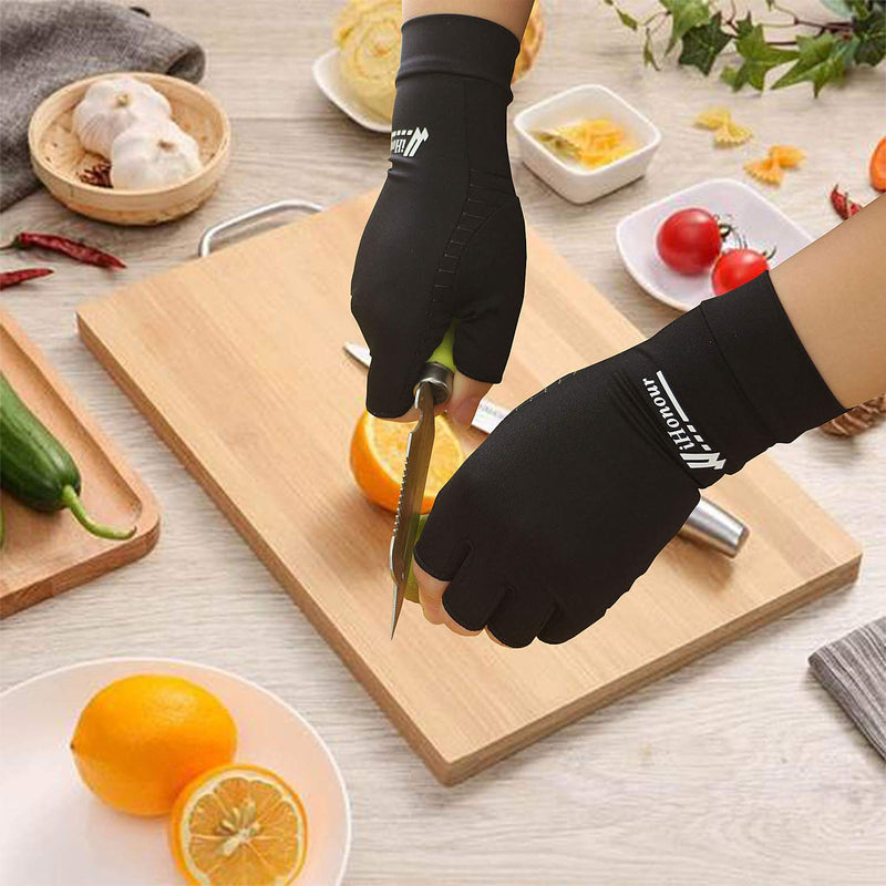 [Australia] - 2 Pairs Copper Arthritis Gloves - Copper Compression Gloves for Arthritis Pain Relief Rheumatoid Osteoarthritis Carpal Tunnel, Fingerless Gloves for Typing & Daily Work - for Men&Women Black (X-Large) X-Large (2 Pair) 