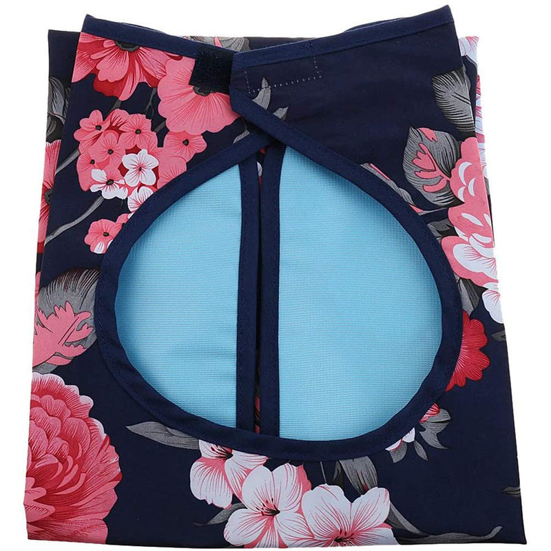 [Australia] - POFET Reusable Terry Cloth Adult Bibs – Absorbent Waterproof Clothing Protector for Men, Women, Elderly Disability Aid Apron Grid - Hibiscus 