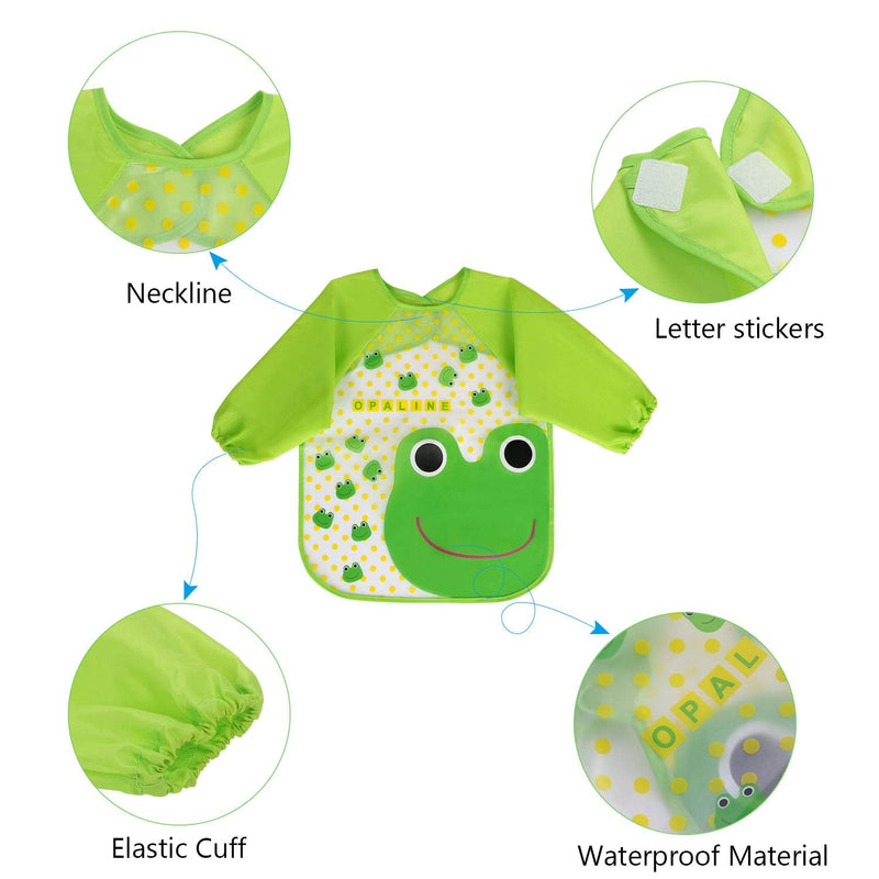 [Australia] - Vicloon Bibs with Sleeves,4 Pcs Waterproof Long Sleeve Bib Unisex Feeding Bibs Apron for Infant Toddler 6 Months to 3 Years Old 4pcs multi-color 