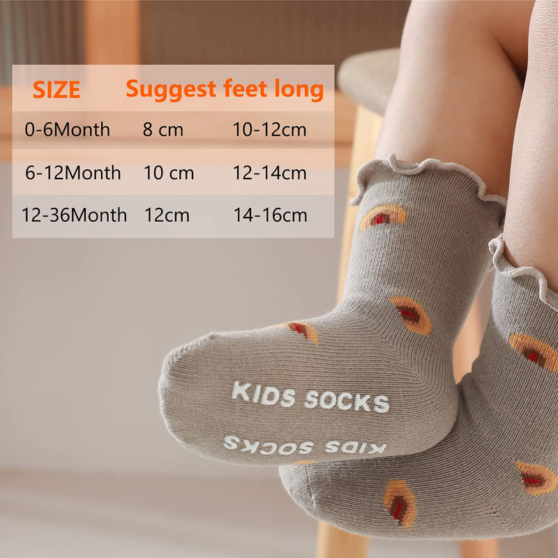 [Australia] - Infant Girls Baby Socks-Children's Non-Skid Floor Cotton Socks (5 Pack, 5 Color, 0-3 Years) 0-6 Months Multicolor 