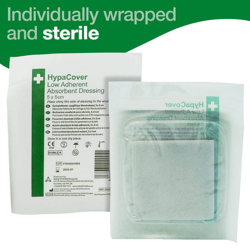 [Australia] - HypaCover Low Adherent Dressing Pads for Wounds Absorbent Dressing, 5x5cm (Pack of 25) 5x5 cm (Pack of 25) Pack of 25 