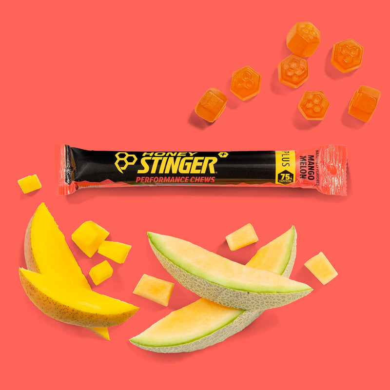 [Australia] - Honey Stinger Mango Melon Performance Energy Chew | Gluten Free | With Caffeine | For Exercise, Running and Performance | Sports Nutrition for Home & Gym, Pre and Mid Workout | 12 Pack, 21.6 Ounce 