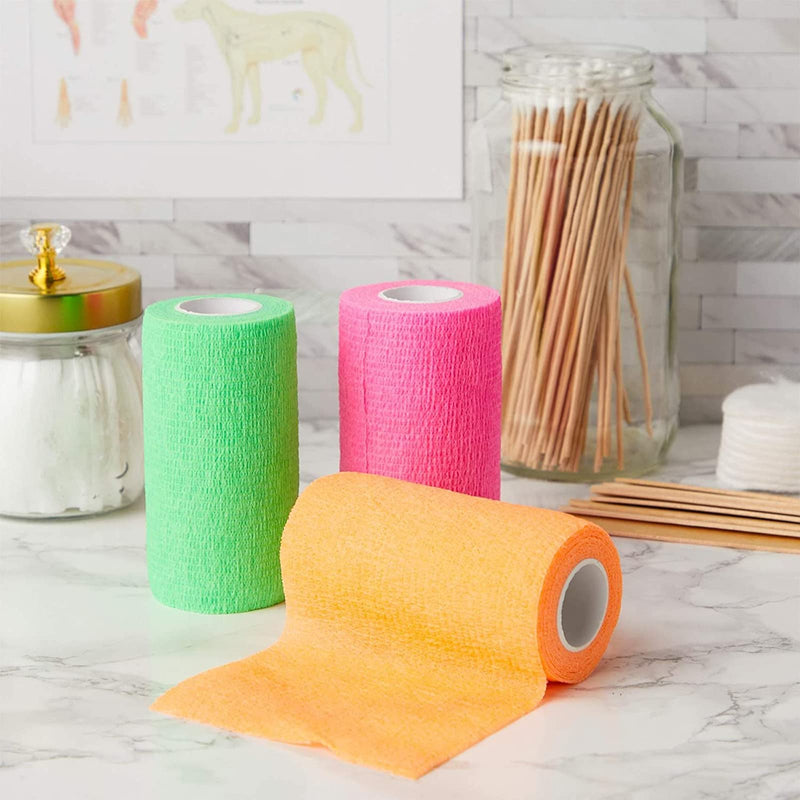[Australia] - 12 Pack Self Adherent Stretch Bandage Roll, Vet Tape Wrap 4 Inch x 5 Yards for Sports, First Aid Kit (12 Colors) 