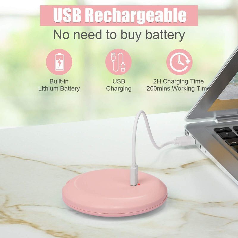 [Australia] - Compact Mirror, ZUZZEE Rechargeable Lighted Makeup Mirror, 5X Magnifying Mirror with Light, Small Hand Mirror for Travel, Distortion Free, Touch Screen Dimmable, Handheld, Gifts for Women Girls Pink 