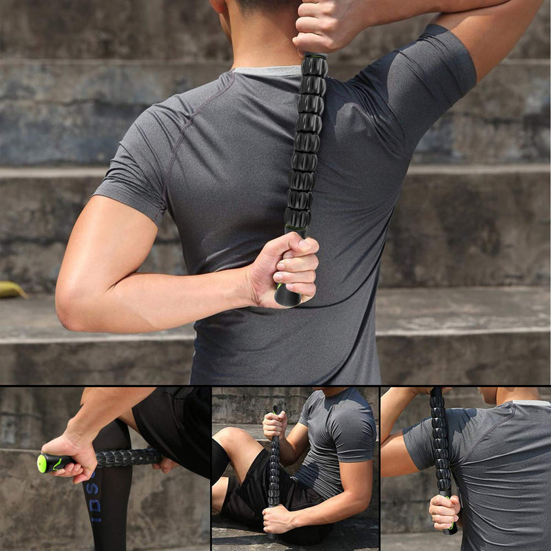 [Australia] - CHAOCHI Muscle Roller Stick, Deep Tissue and Trigger Point Massage Stick Post for Workout Recovery, Relieve Leg/Thighs Cramps, Back Soreness, Arms Pain, Promotes Circulation Black 