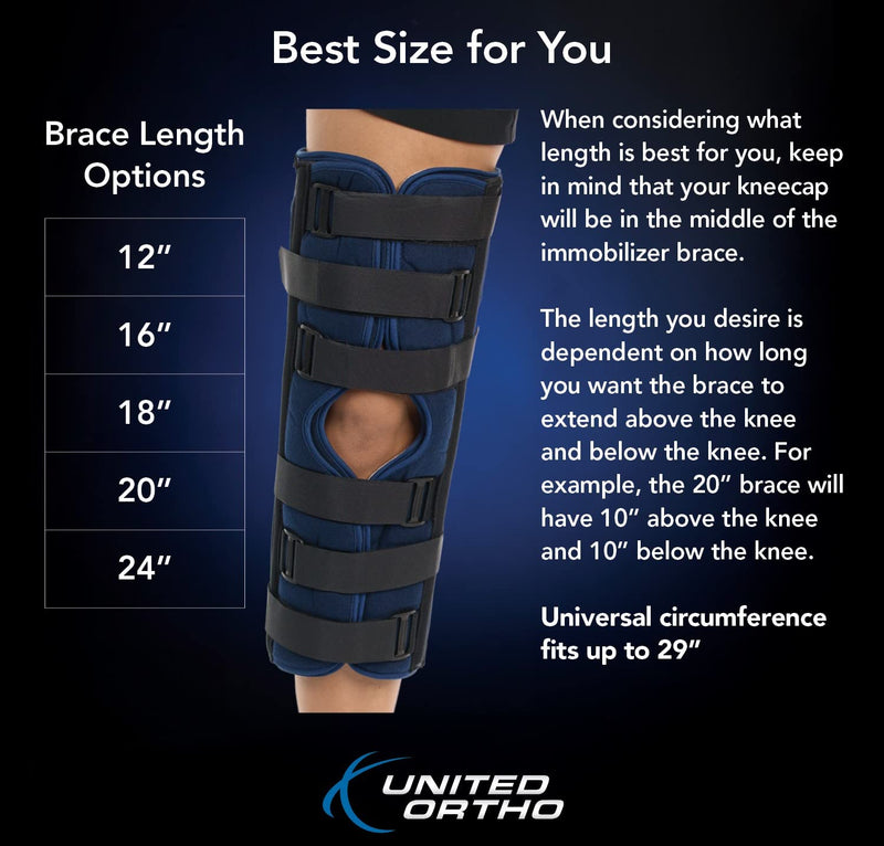 [Australia] - United Ortho 61016 3-Panel Knee Immobilizer, 16" 16" Navy 