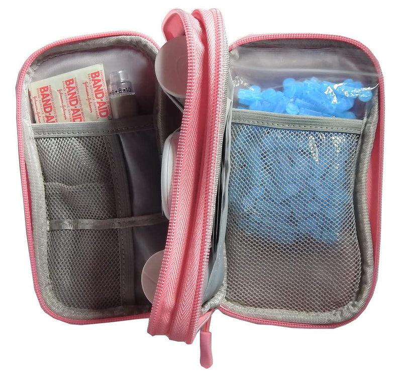 [Australia] - Premium Carrying Zipper Bag (Travel Case/Storage Bag) for Diabetes Testing Kit (Pink) Pink 