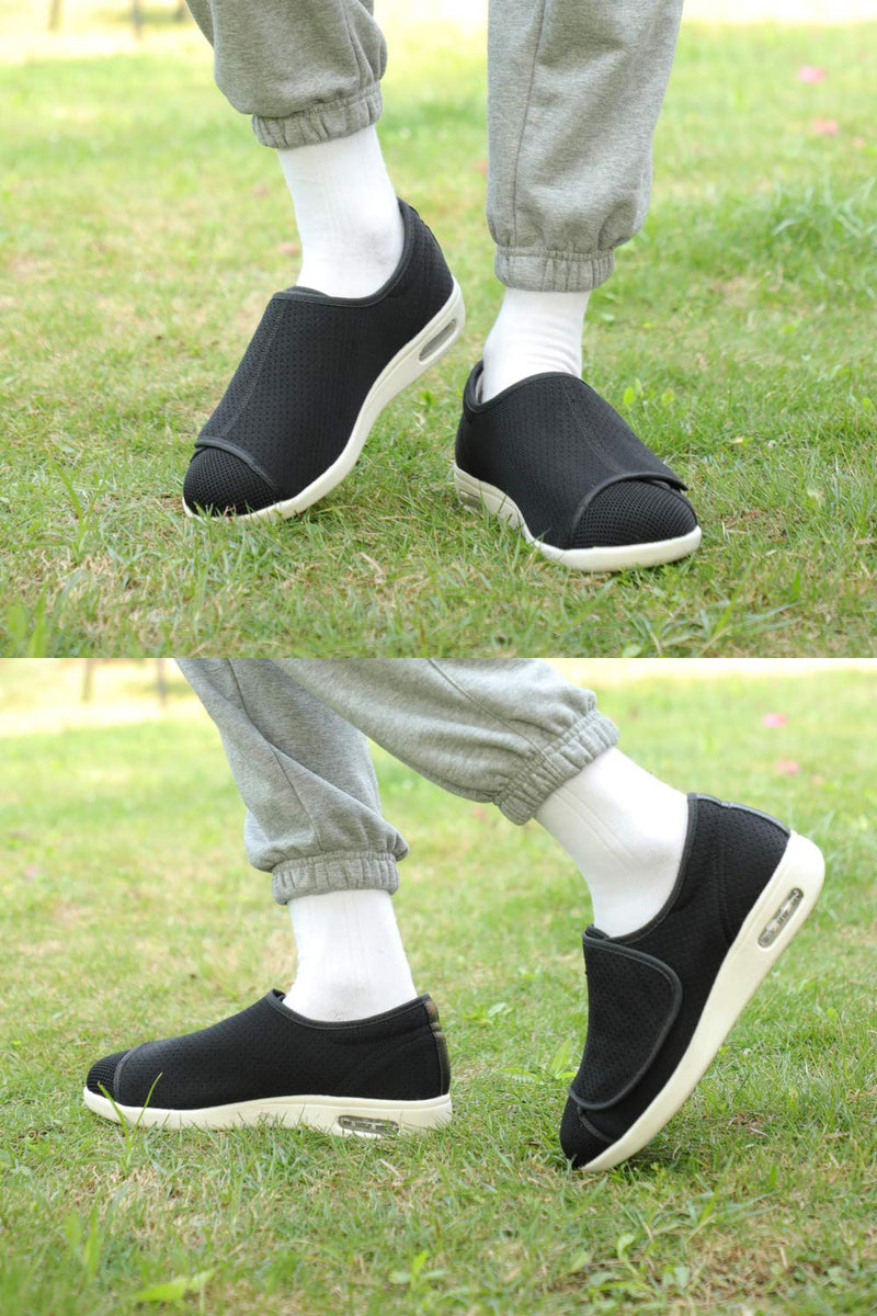 [Australia] - strywoik Women's Wide Width Shoes - Walking Adjustable Wide Comfort Women’s Diabetes Shoes for Diabetic Edema Plantar Fasciitis Bunions Arthritis Swollen Feet 8 Wide Full Black 