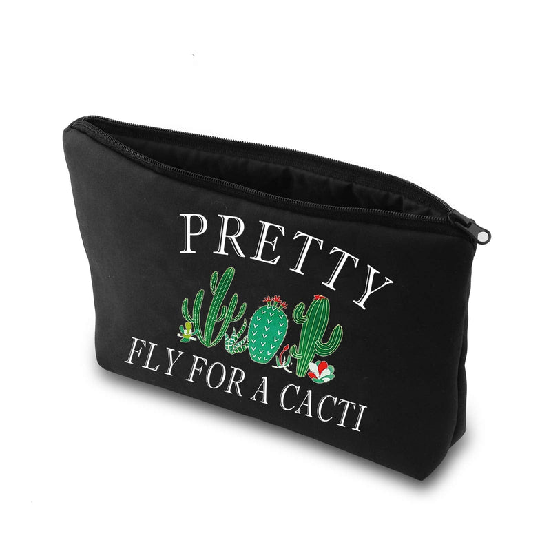 [Australia] - PXTIDY Plant Gifts Cactus Gifts for Women Cosmetic Bag Pretty Fly for A Cacti Makeup Bag Succulent Plant Gifts Purse Bag Cacti Tote Bag Gifts (Black) Black 