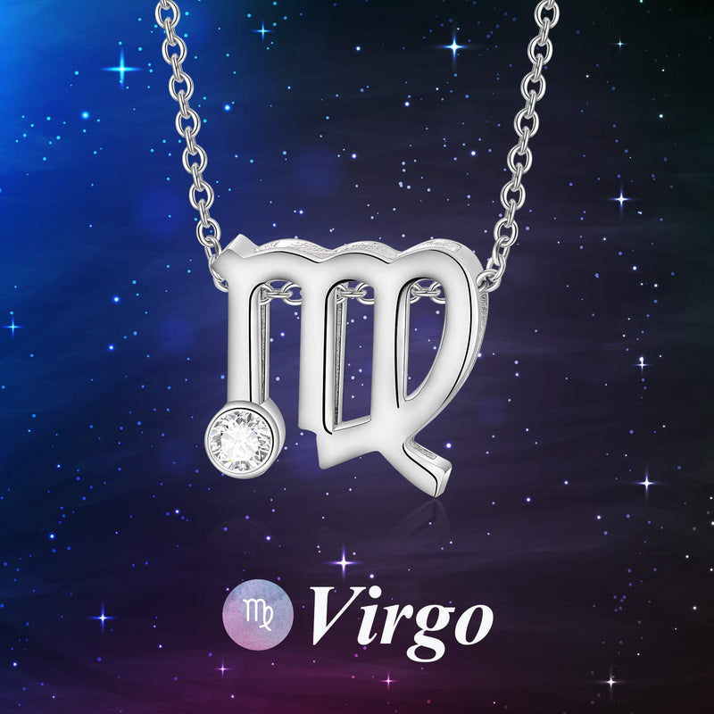 [Australia] - AOBOCO 925 Sterling Silver 12 Constellation Horoscope Zodiac Astrology Pendant Necklace with Swarovski Crystal Virgo 