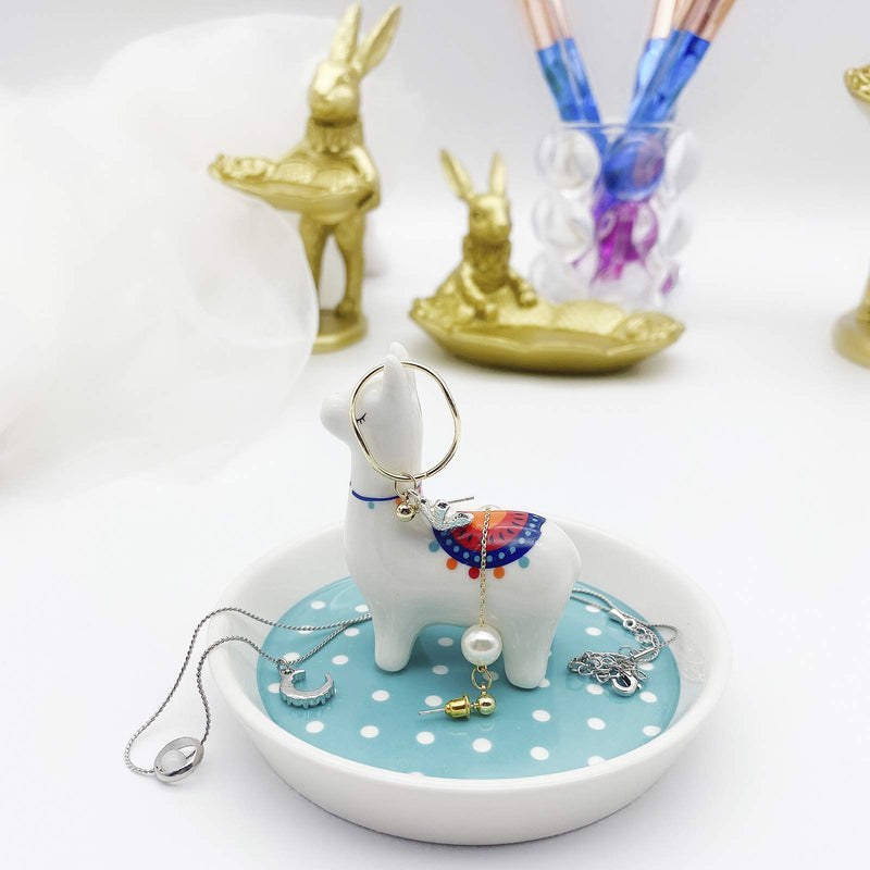 [Australia] - lemonadeus Alpaca Ceramic Jewelry Holder Ring Holder Jewelry Dish Trinket Llama Trays Home Decor (Alpaca Green) 