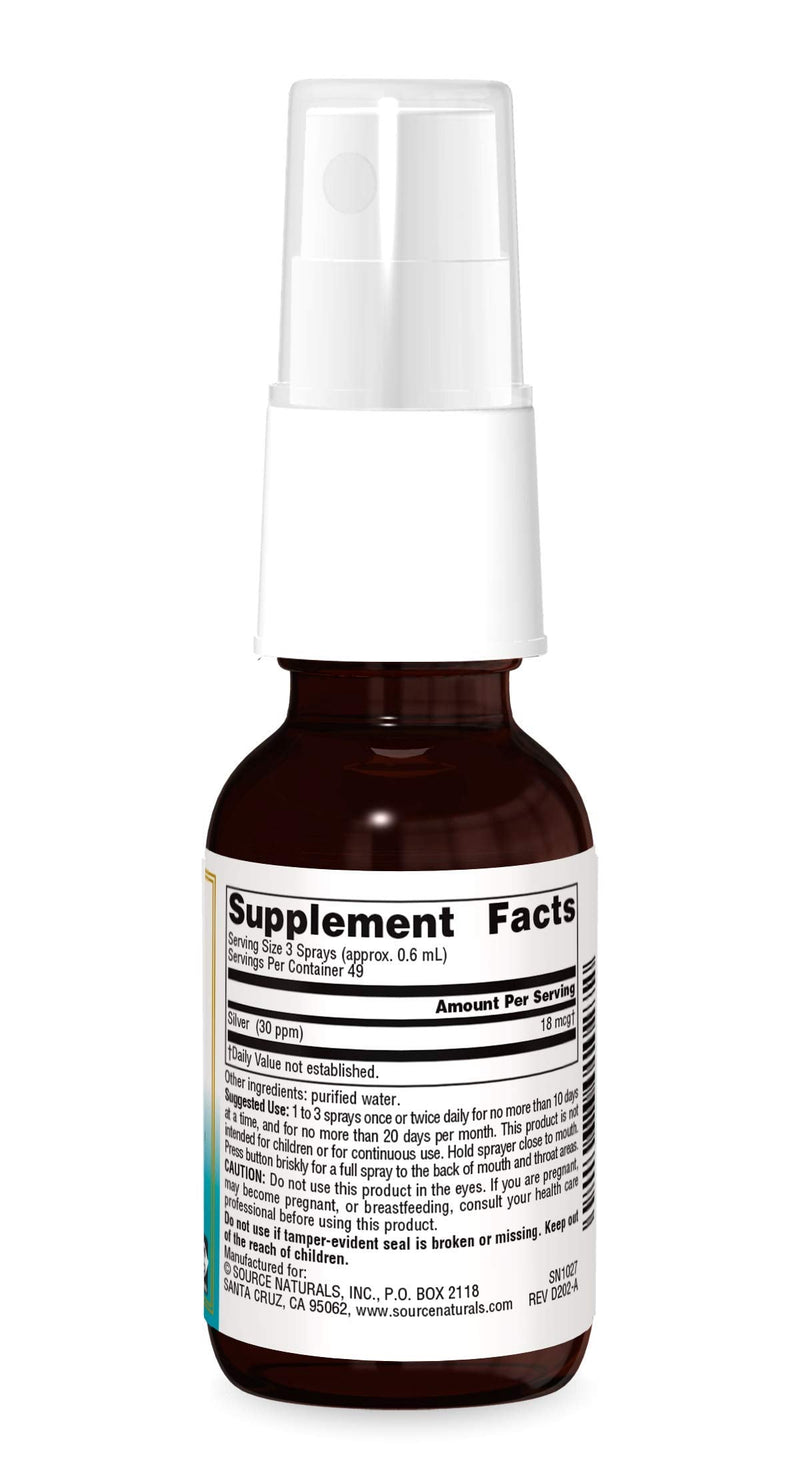 [Australia] - Source Naturals Wellness Colloidal Silver 30 ppm Throat Spray (1 oz.) 1 Fl Oz (Pack of 1) 