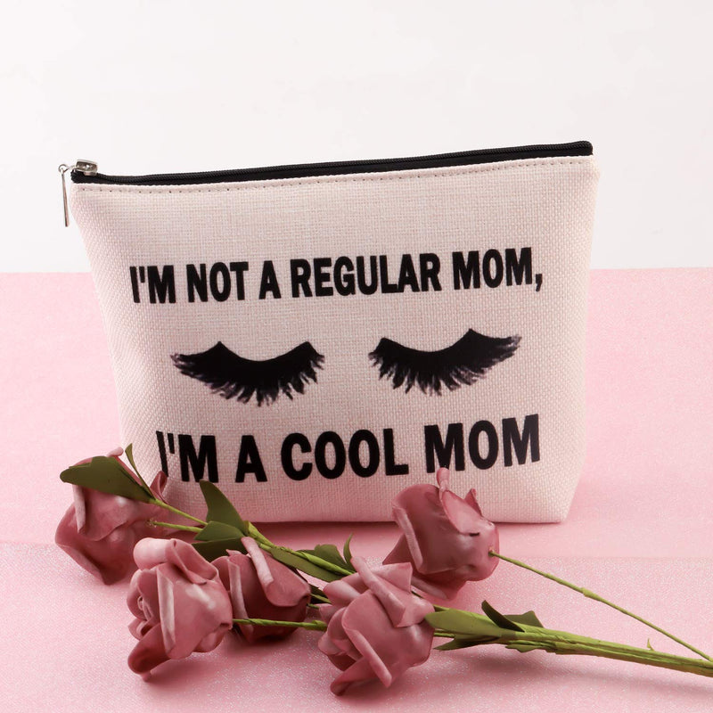 [Australia] - POFULL Cosmetic Bag for Mom Mather Travel Makeup Pouch I'm Not A Regular Mom I'm A Cool Mom Makeupbag Mother's Day (Cool mom makeup bag) Cool mom makeup bag 