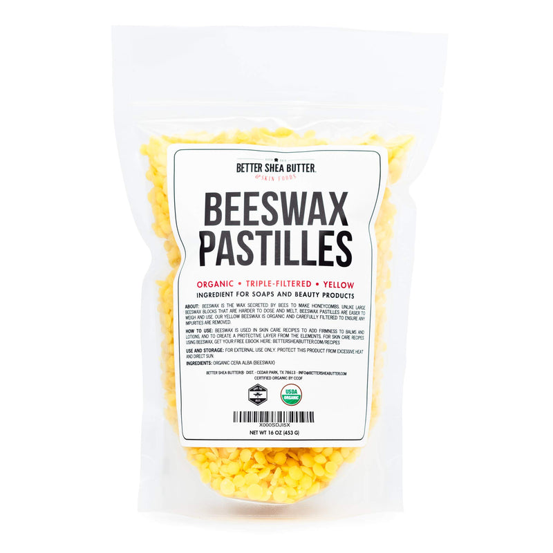 [Australia] - Organic Beeswax Pastilles - Yellow, Filtered Pellets Easy to Measure - Use to Make Candles, Lotions, Salves, Balms and other Recipes - 16 oz by Better Shea Butter 