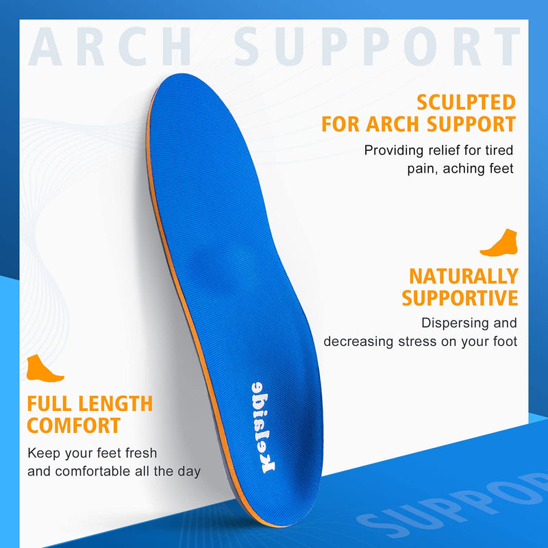 [Australia] - Plantar Fasciitis Arch Support Insoles, Orthotic Insoles for Flat Feet, Foot Pain, Heel Pain, Comfort Shoes Inserts for Men and Women UK-9-280mm Blue 