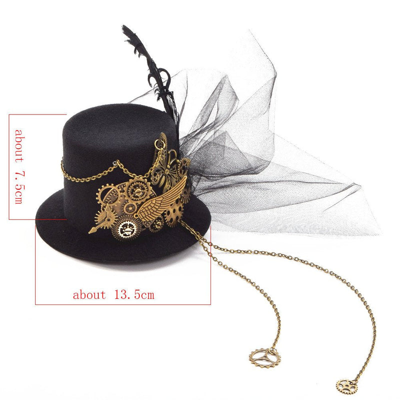 [Australia] - BLESSUME Victorian Steampunk Women Mini Top Hat Hair Clip Party Hat Dancing Cocktail Head Clip A 