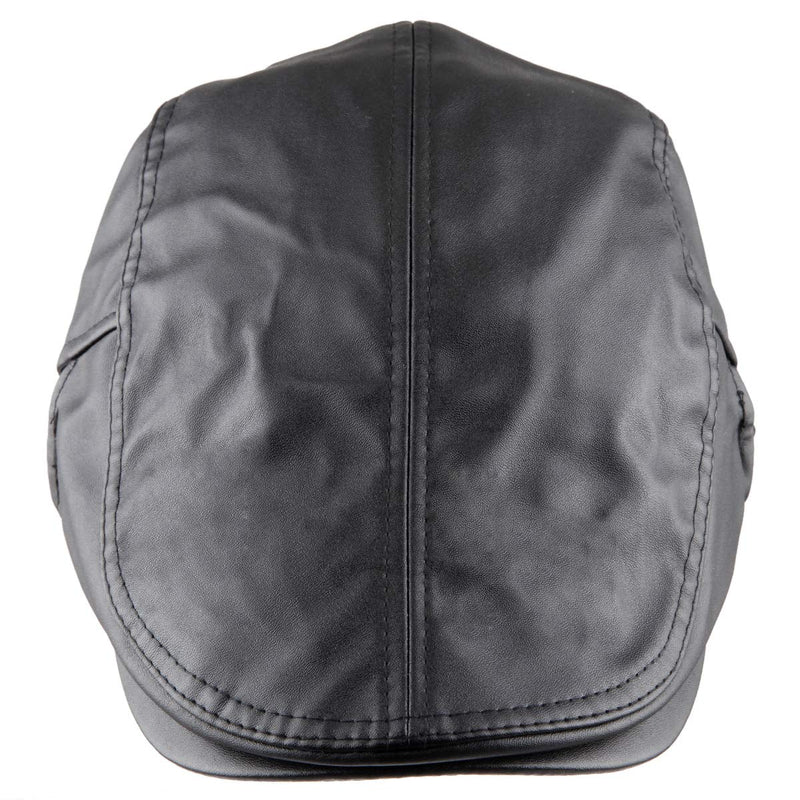 [Australia] - moonsix Newsboys Caps for Men,Beret PU Leather Hat Gatsby Flat Hats Ivy Driving Cap 2-black 