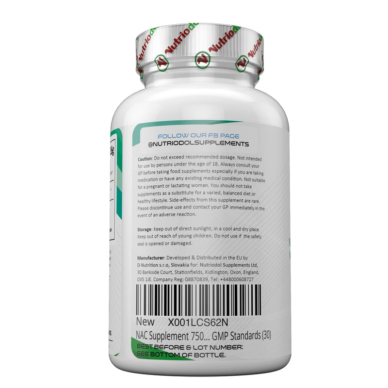 [Australia] - NAC Supplement 750mg | Vegan Capsules | N-Acetyl-Cysteine Amino Acid - High Bioavailability - Providing Non Toxic Stable Form of L-Cysteine - EU Made to ISO and GMP Standards (30) 30 Count (Pack of 1) 