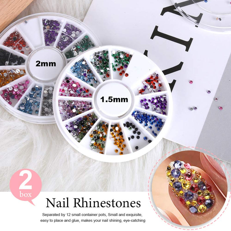 [Australia] - Nail Pen Designer, Teenitor Stamp Nail Art Tool with 15pcs Nail Painting Brushes, Nail Dotting Tool, Nail Foil, Manicure Tape, Color Rhinestones for Nails A-Pink 