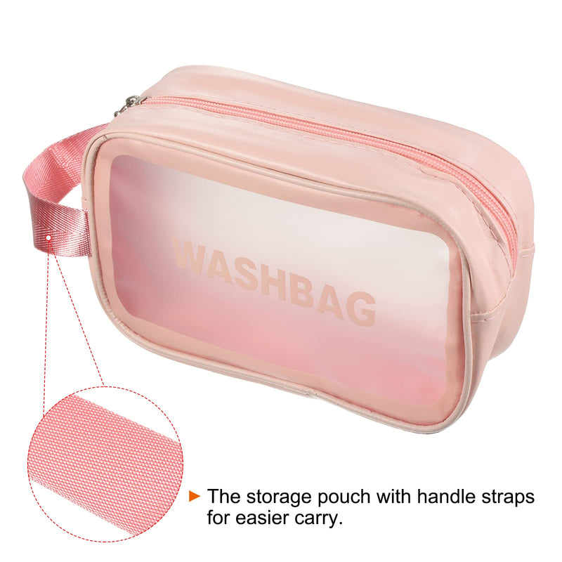 [Australia] - PATIKIL 4.7"x8.3"x2.8" Clear Toiletry Bag, 3 Pack PVC Makeup Bags Cosmetic Pouch with Zipper Handle for Travel Home Storage, Pink 