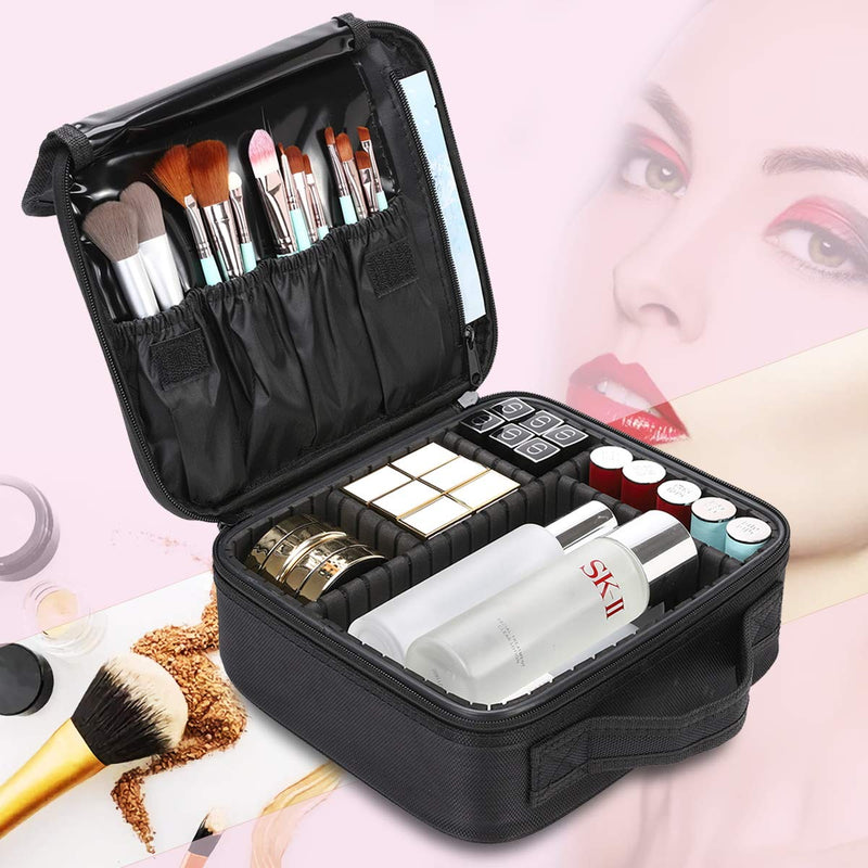 [Australia] - Travel Makeup Bag Large Cosmetic Organizer Waterproof Portable Case for Women Girls (Black) Black 