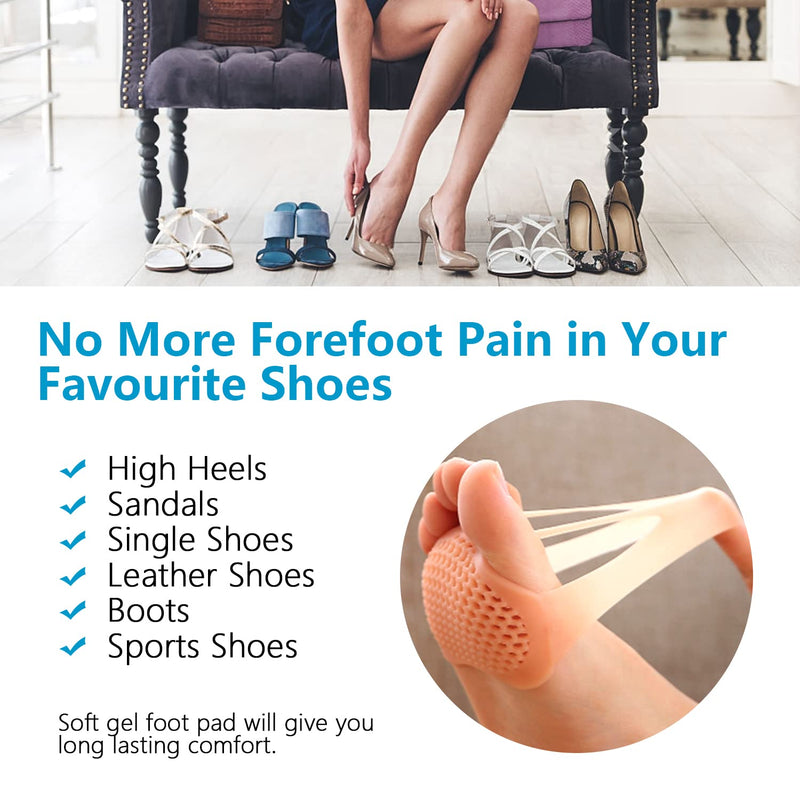 [Australia] - PrettSole 4 Pairs Metatarsal Pads | Metatarsal Pads for Women | Ball of Foot Cushions, Forefoot Cushions Support for Metatarsalgia, Morton's Neuroma Pain Relief Beige 
