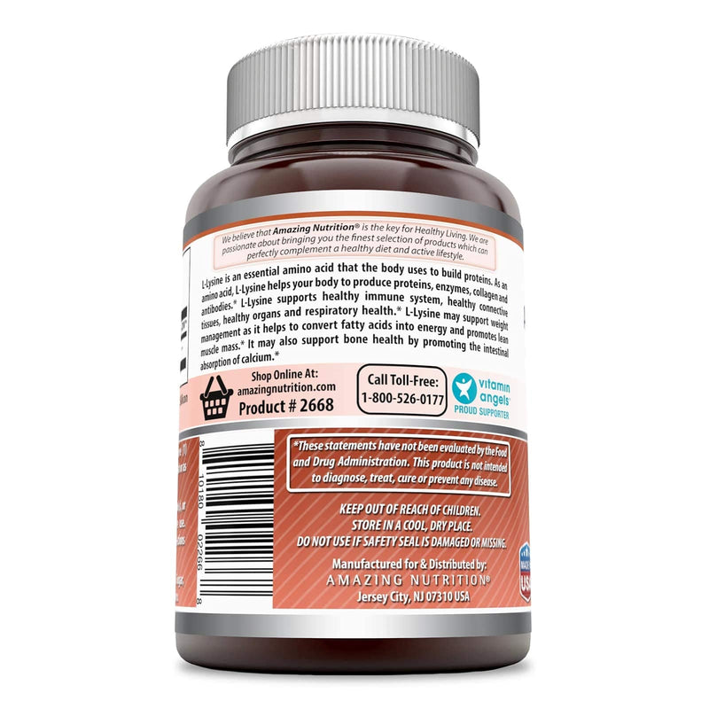 [Australia] - Amazing Formulas L-Lysine 500mg Amino Acid Capsules -(Non GMO,Gluten Free) - Immune Support, Respiratory Health & More (250 Caspules) 