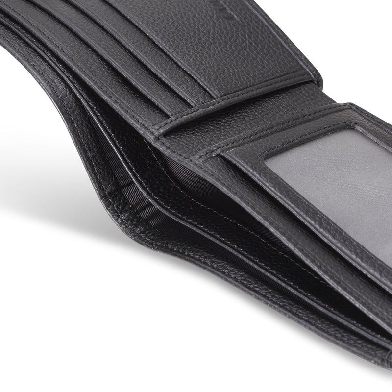 [Australia] - Leather Wallets Infiniti Bifold Wallet with 3 Credit Card Slots and ID Window - Genuine Leather, Black 