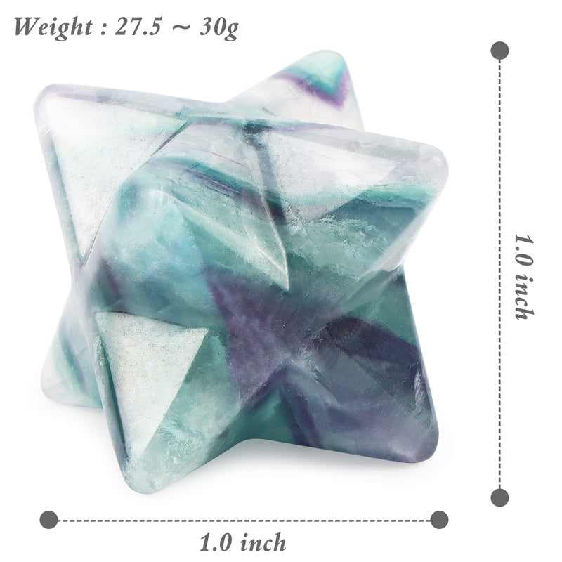 [Australia] - Hxswkk Rainbow Fluorite Crystal Merkaba Stars Hand Carved Gemstones Therapy for Reiki Spiritual Energy Gifts 1inches 