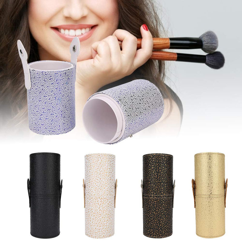 [Australia] - Makeup Brush Holder PU Leather Portable Makeup Brush Cup Holder Travel Cosmetic ContainerTool for Desk or Dressing Table(Apricot) Apricot 